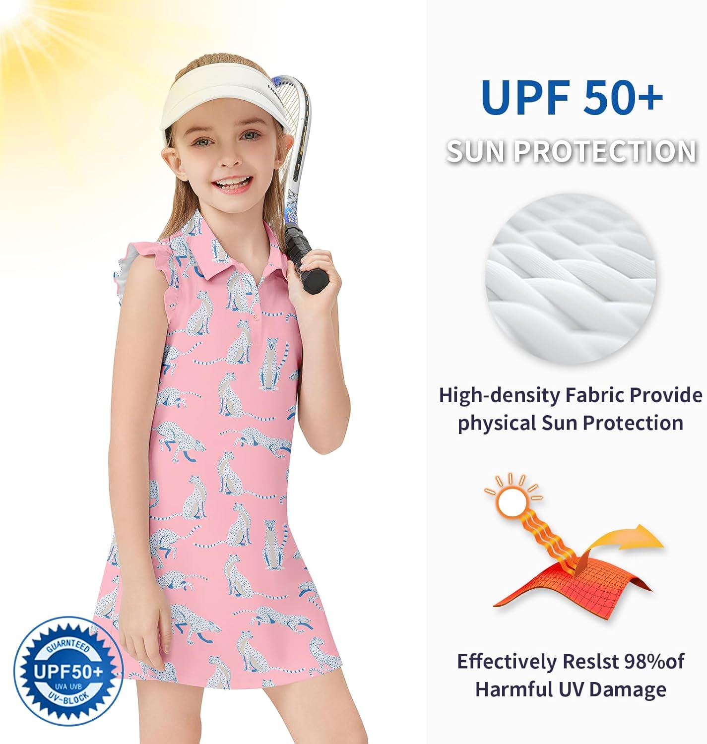 Soneven Girls Tennis Dresses Sleeveless Golf Dress with Shorts Ruffle Sleeve Athletic Dress with Pockets