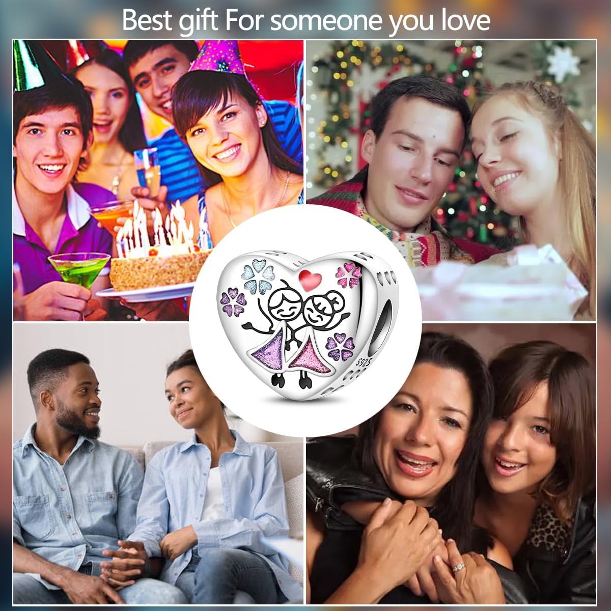 925 Sterling Silver Charms, Compatible with Pandora Bracelets, 5A Cubic Zirconia Beads, Pendants for Mother's Day and Valentine's Day Gifts Heart Pendant Charms - Image 6