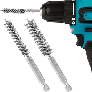 2pcs Golf Club Head Hosel Brush, Stainless Steel Bore Wire Brush with Hex Shank Handle, Golf Club Shaft Ferrules Cleaning Tool for Electric Drill- Silver