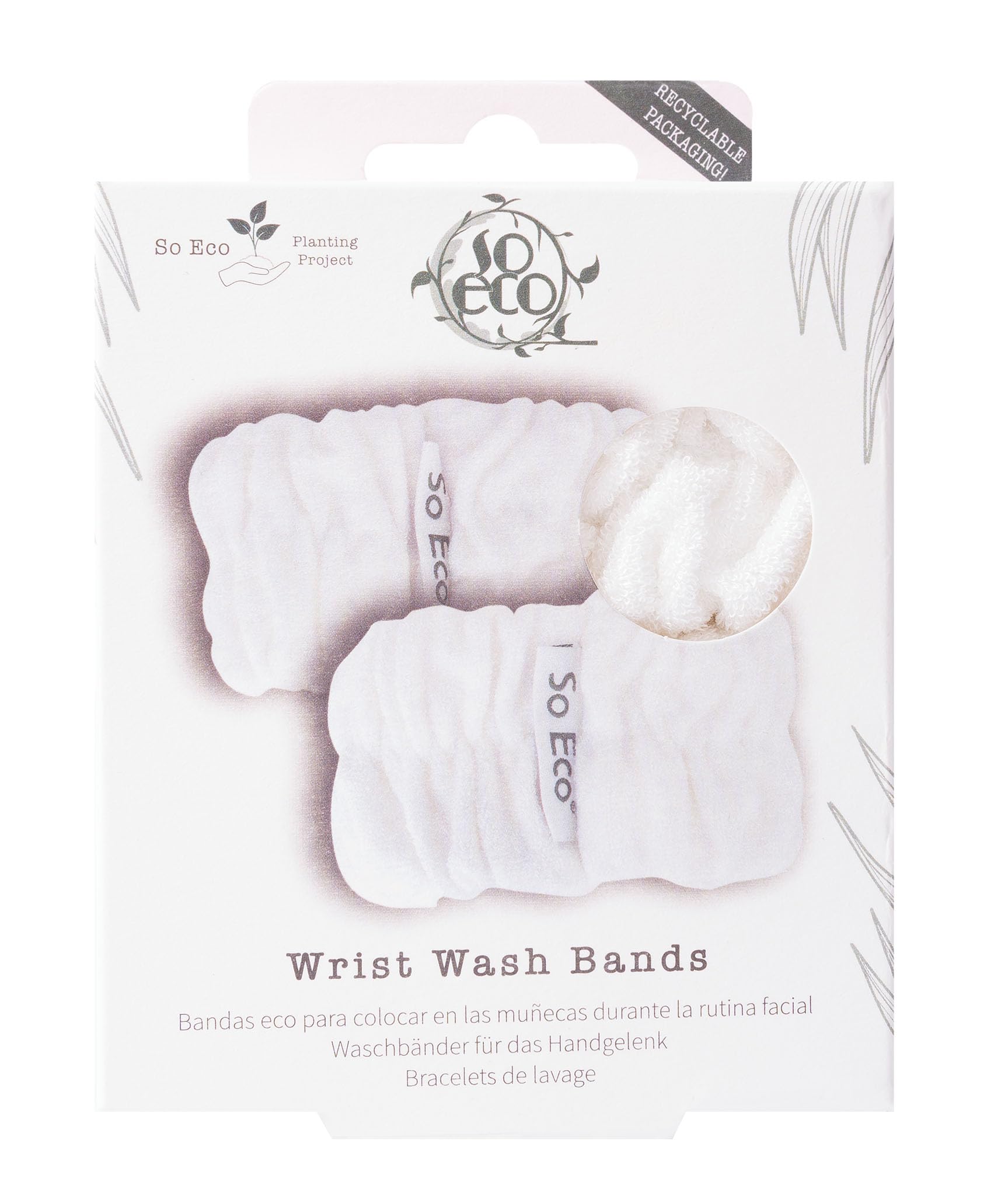 So Eco Wash Wrist Bands (2 Pack) – Reusable Cotton Wrist Bands for Skincare, Prevent Water Run-Off, Soft & Absorbent