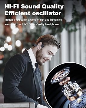 FEICO Kemik İletimli Kulaklık, Bluetooth 5.3 Mikrofonlu Açık Kulak Kulaklığı | MP3 Modu Dahili 32 GB ve 10 Saat Çalma Süresi, IP68 Su Geçirmez Kemik İletimi, Koşu, Bisiklet, Yüzme için (Siyah)