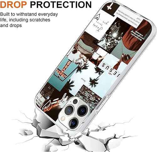 Miniatura 3 de Funda compatible con iPhone 13 Pro Max, diseño retro de collage cristiano Jesús con protección contra caídas a prueba de golpes, funda protectora de