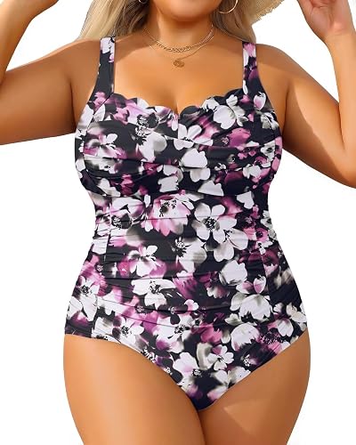 Plus Size One Piece Swimsuit- Tummy Control Full Coverage Bathing