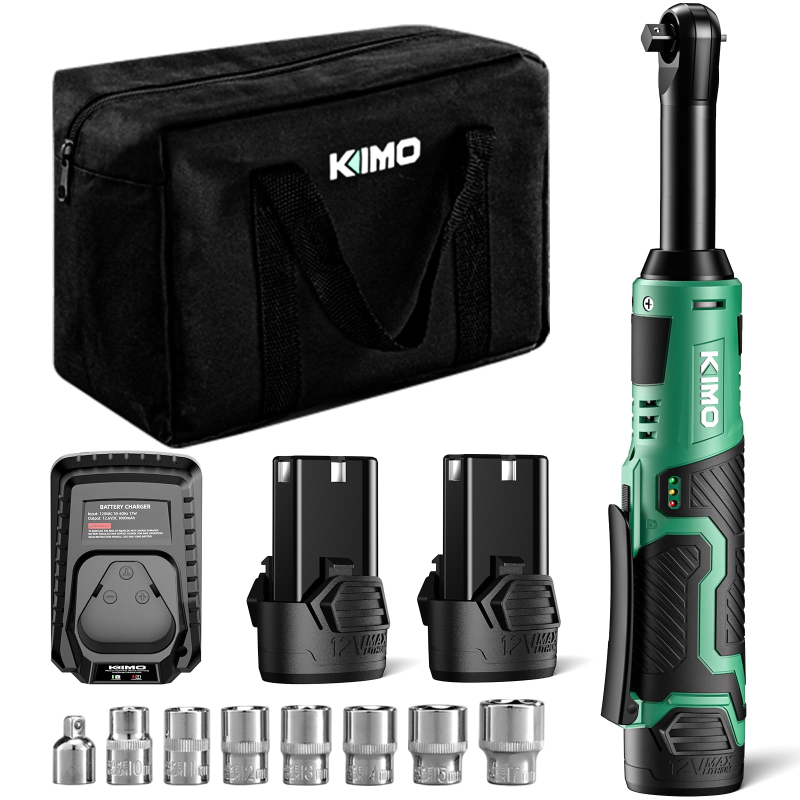 KIMO Extended Cordless Ratchet Wrench 3/8' Set