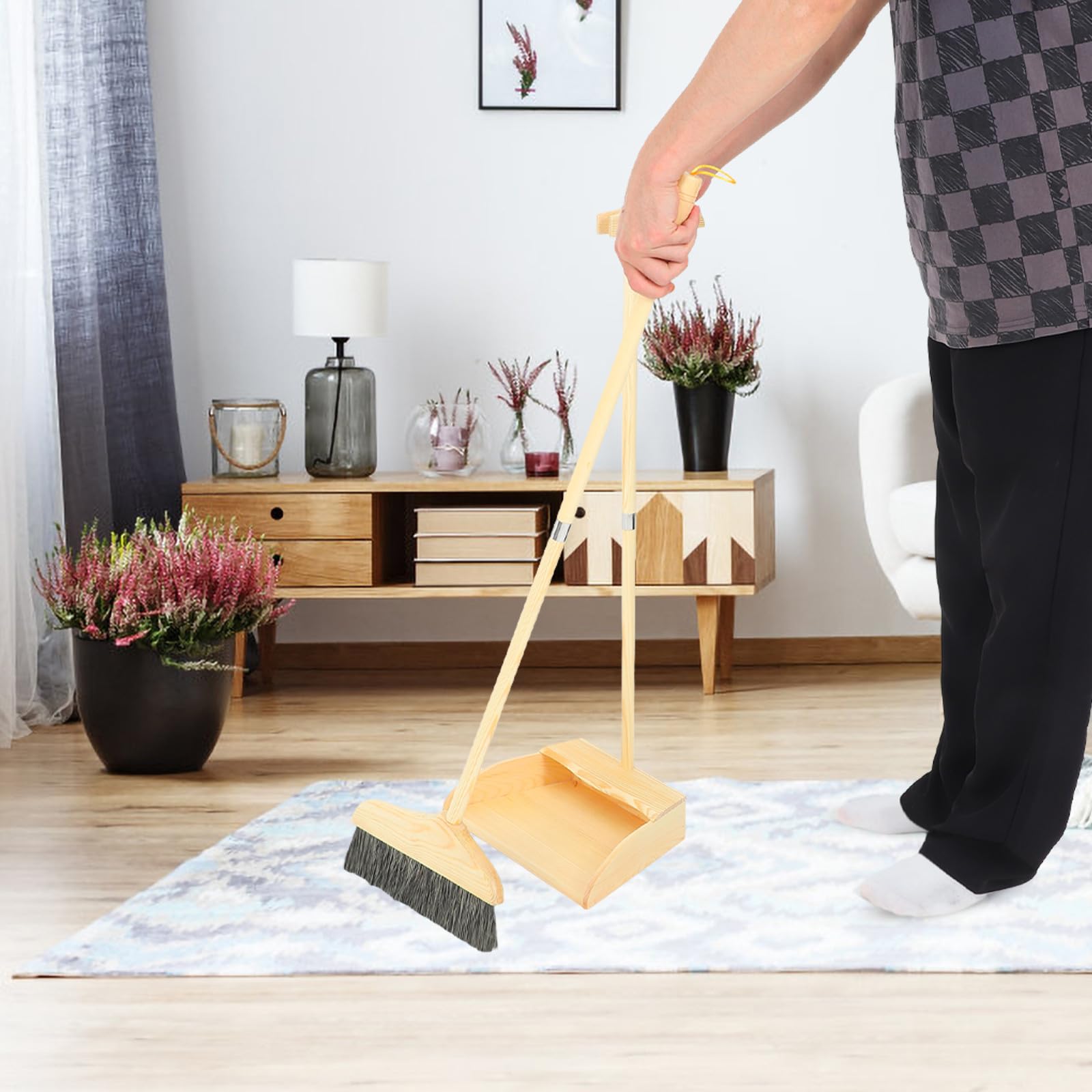 Toyvian Besen Leicht und Verschleißfest mit Kehrschaufel Satz mit Weichen Borsten Ergonomischer Griff Reinigung für Haushalt und Einkaufszentrum