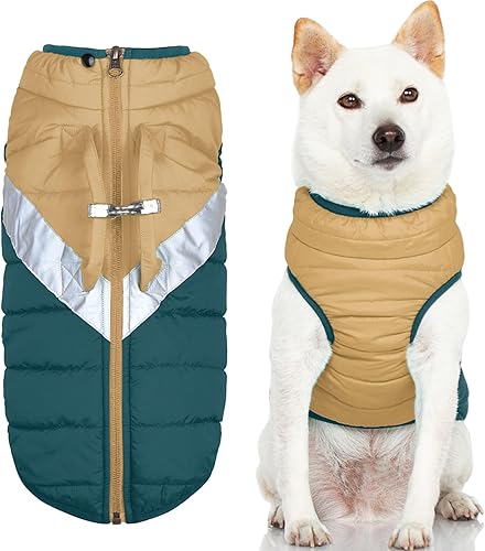 Miniatura 1 de Gooby Mountaineer - Chaqueta para perro  Arena, XS  Abrigo cálido con cremallera con asa de elevación y correa de doble anillo o  Suéter de invierno
