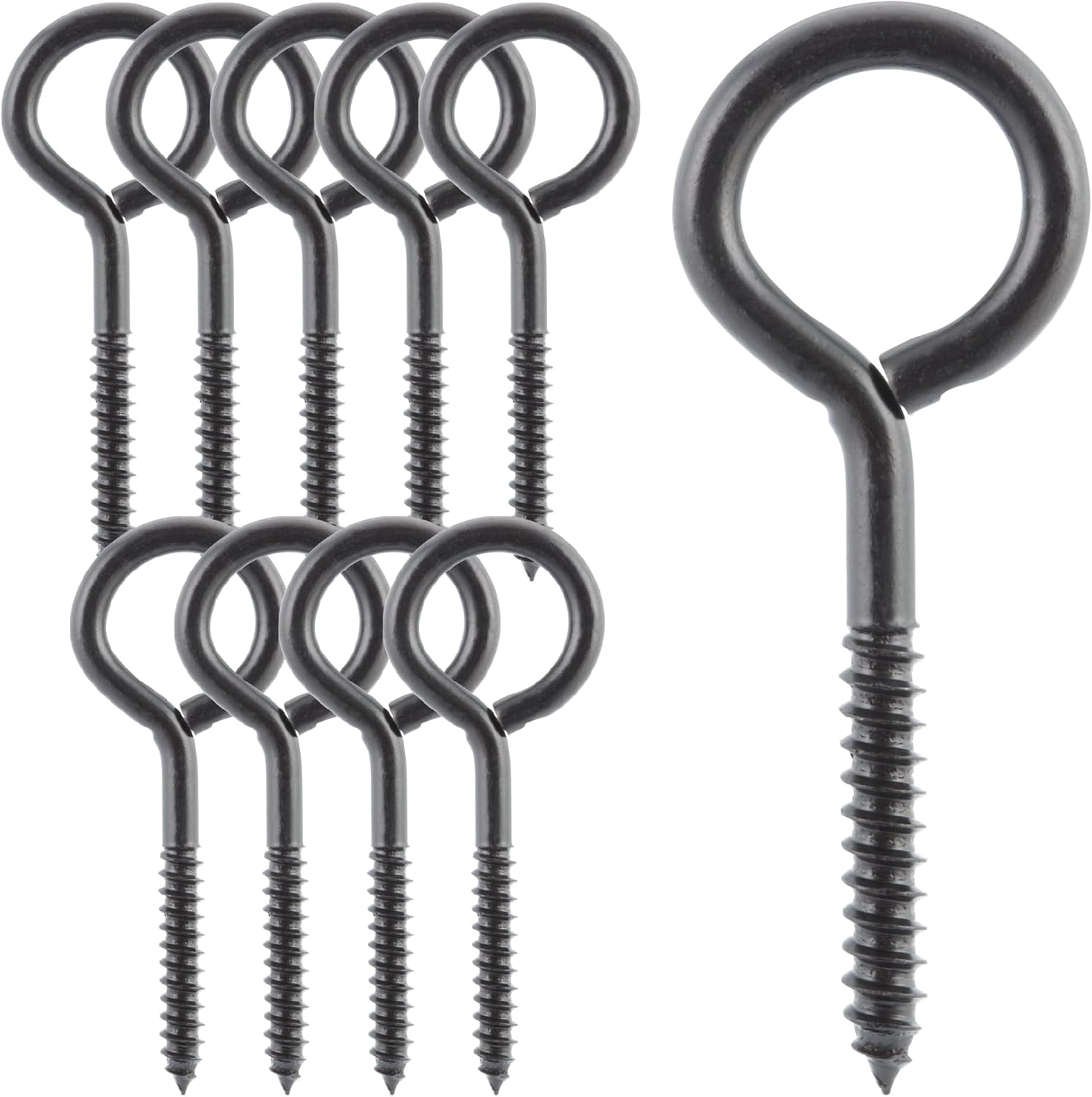 Wright Products Lag Screw Eye, 10-Pack, 4.5 Inch x .37 inch - Heavy-Duty, Weather-Resistant Hardware for Outdoor and Indoor Applications - Ideal for Hanging Plants, Swing Sets, Matte Black