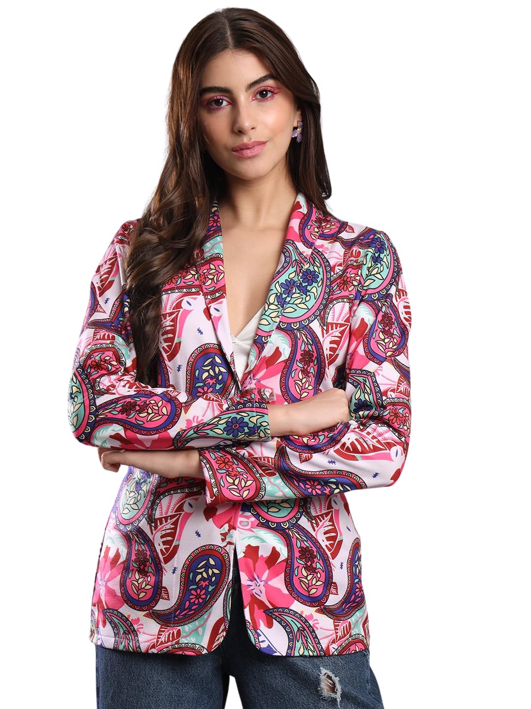 tandul Women's Women Coat - Multicolor Polyester Full Sleeve Women Coat Single Breasted Printed Women Coat (7297)-picture-36