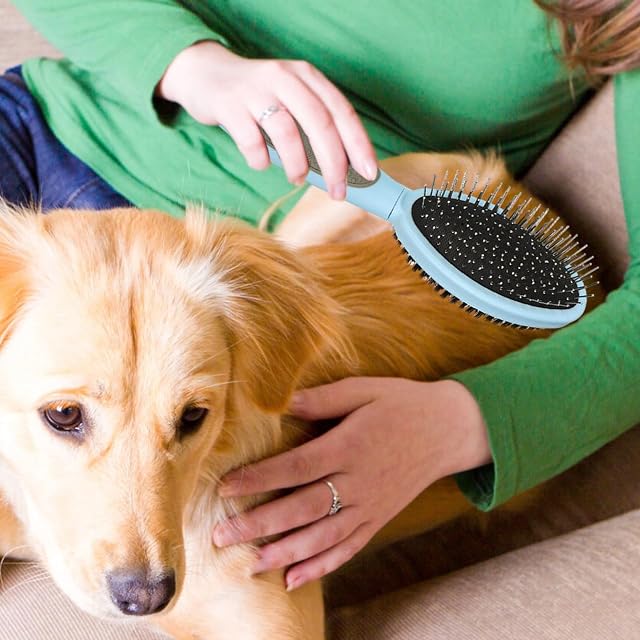 Foto 2 de 8 de Teksome Cepillo de doble capa para perros - Peine de aseo 2 en 1 con cerdas y cerdas
