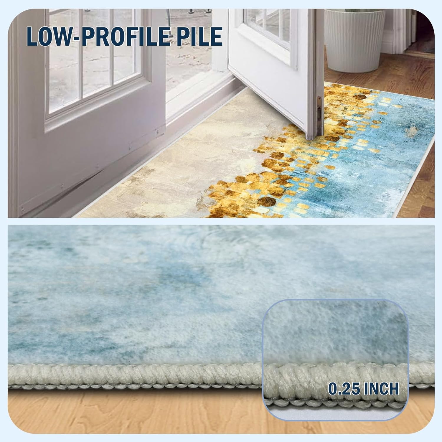 FREADEM Machine Washable Runner Rugs 2' x 6', Non Slip Non Shedding Carpet Area Rugs with TPR Rubber Backing, Low Pile Rugs for Indoor Bedroom Bathroom Living Room Aisle Hallway Balcony Entryway