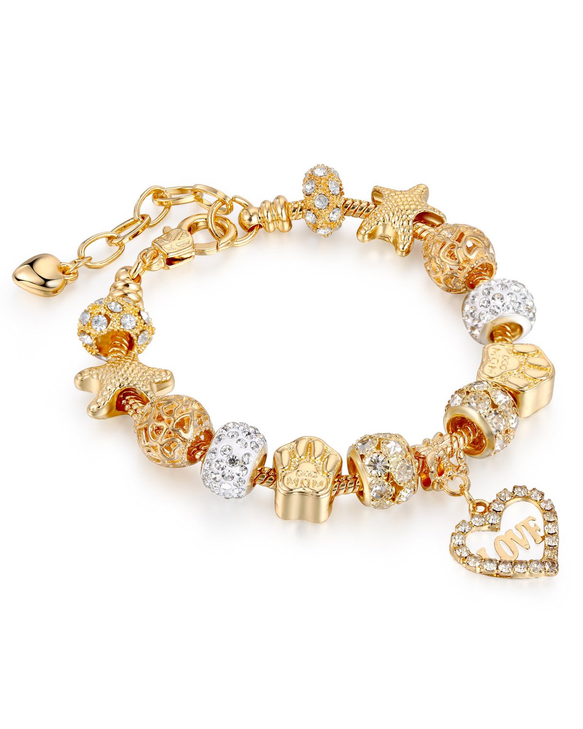 Young & Forever Gift Charismatic Charms Black Murano Glass Crystal Bead Cubic Zirconia Sterling Silver Leaf Rose Charm Bracelets for Women/Girls Everyday Fashion Jewelry (B07DWFF5R1) Amazon Price History, Amazon Price Tracker