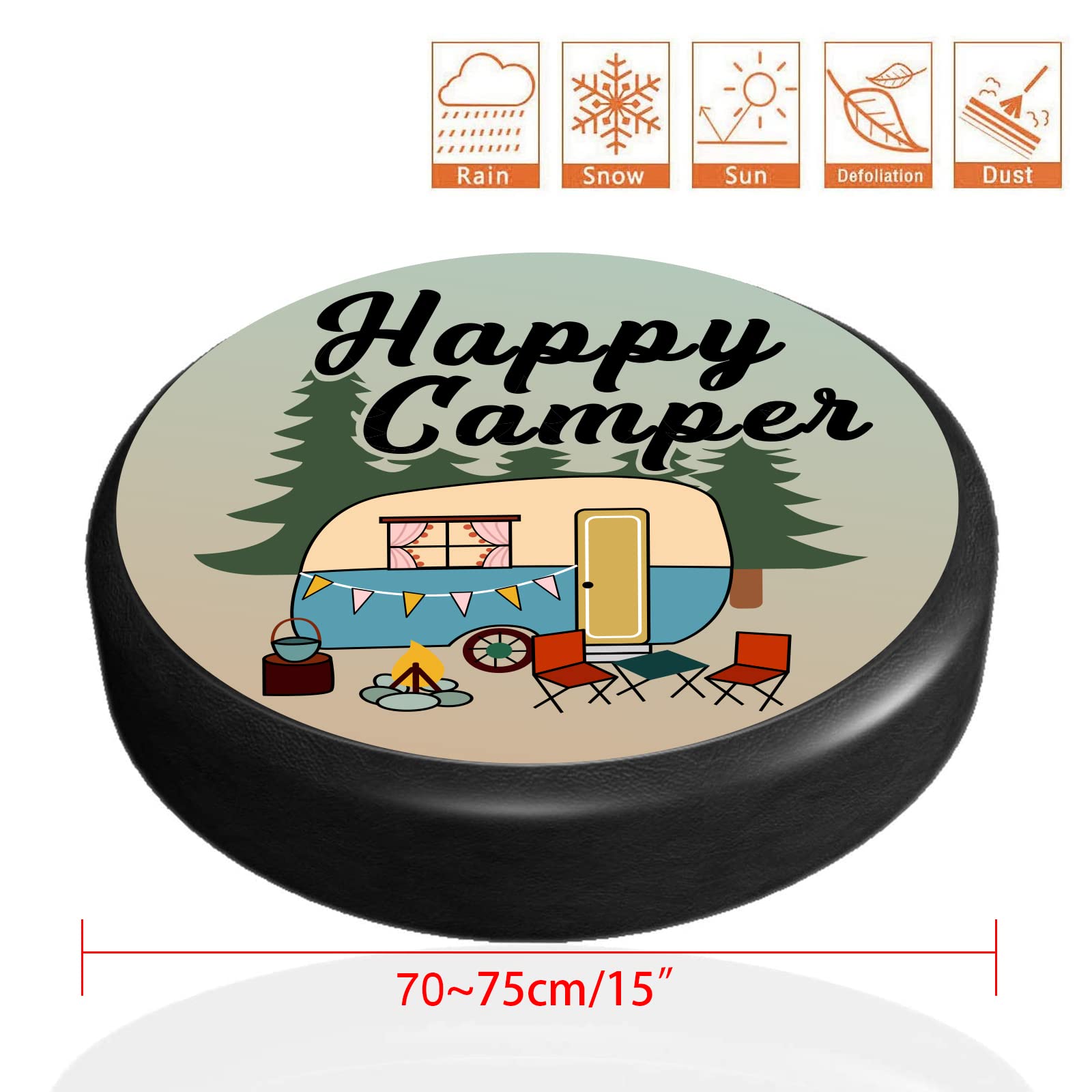 15-Inch Camper Spare Tire Cover - Horror Ghost 'No You Hang Up' Design, PVC Leather, Waterproof & Dustproof - View #13