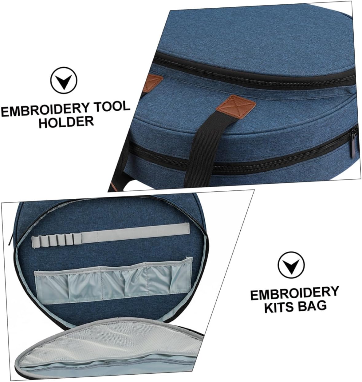VILLFUL 1pc Embroidery Kits Storage Bag Large Capacity Handbag for Cross Stitch Projects Elastic Holders Convenient Carrying Tote for Craft Supplies