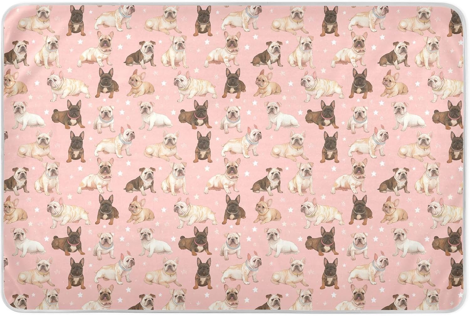 Bull Dog Peach Minimalist Extra Large Resuable Toddler Mattress Pads Soft Absorbent Potty Training Mats Cute Cool Pad Liner for Kids Bedwetting , 52" L x 34" W