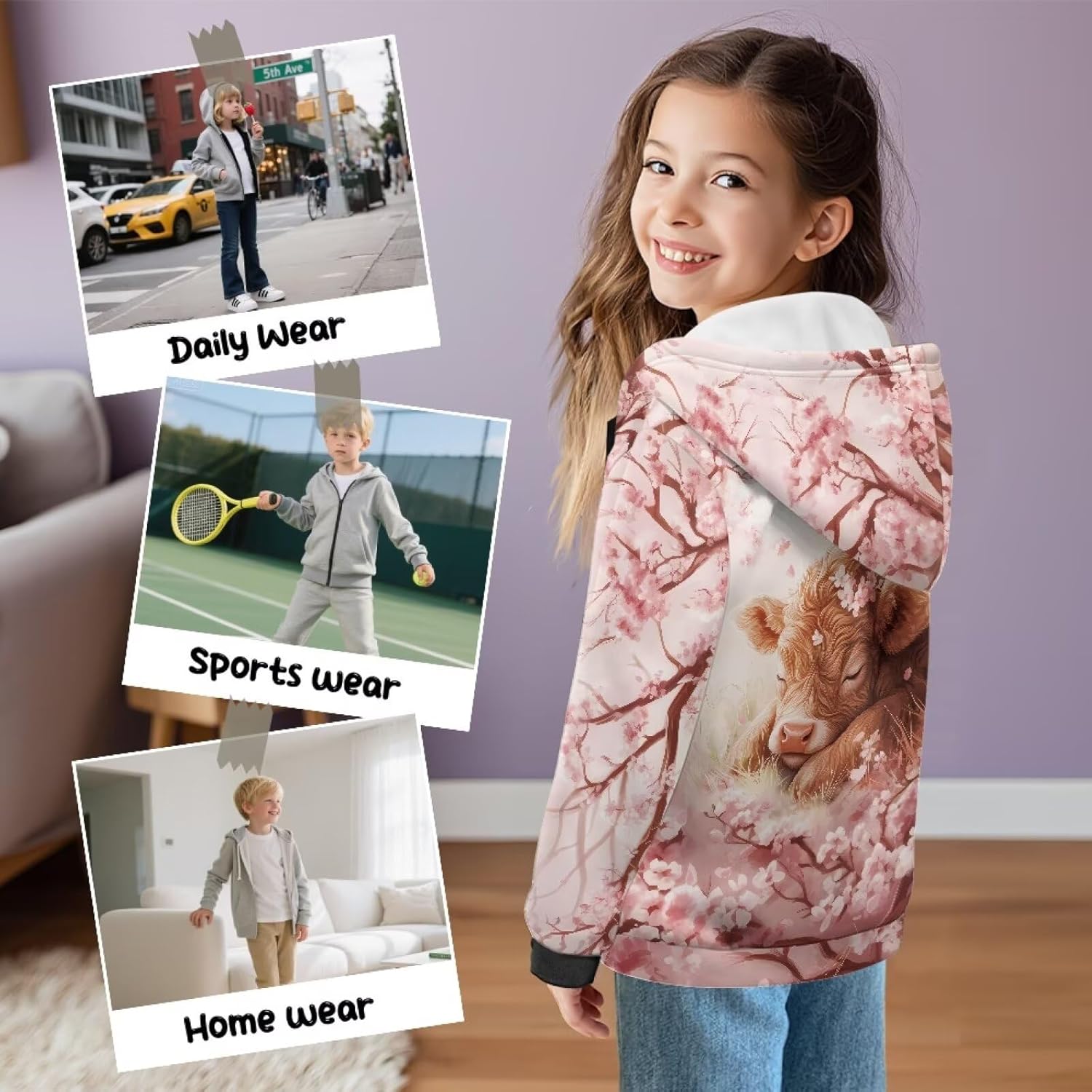 Hoodies for Kids 6-16 Warm Full Zip Hooded Kids Sweatshirt Long Sleeve with Pocket Fall Outfits for Girls