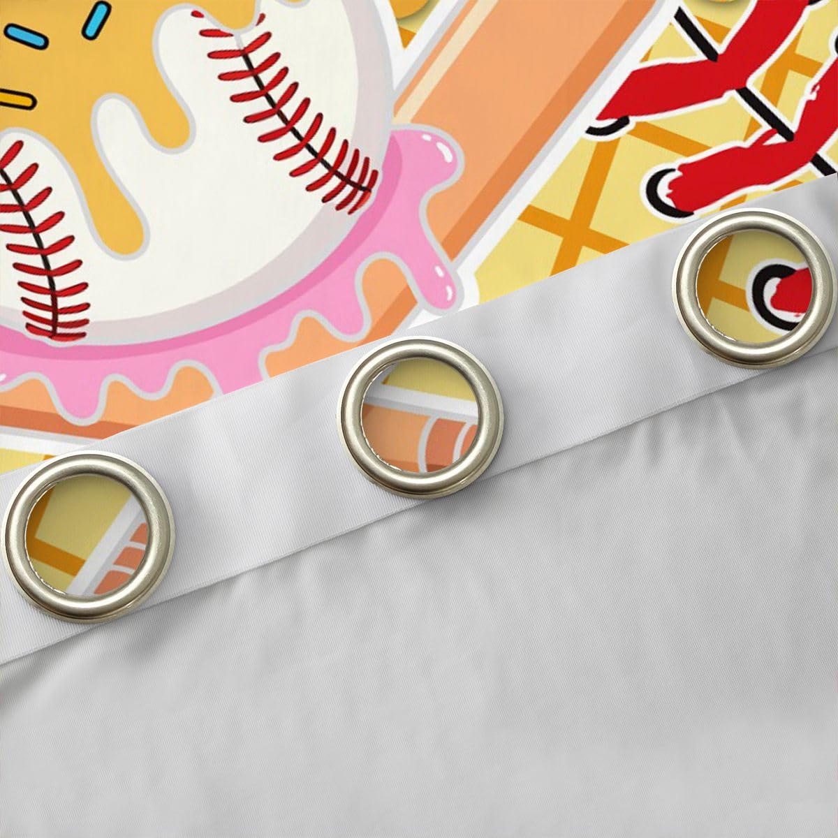 Homewish Cortinas opacas de béisbol con diseño de helado, 46 x 72 pulgadas