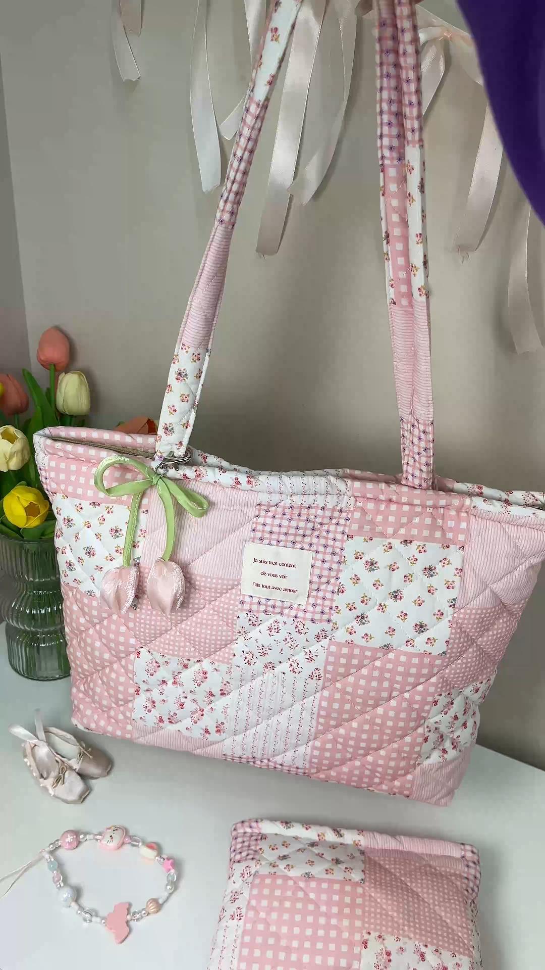 Bolso Tote pequeño acolchado floral con cierre de cremallera miniatura 7