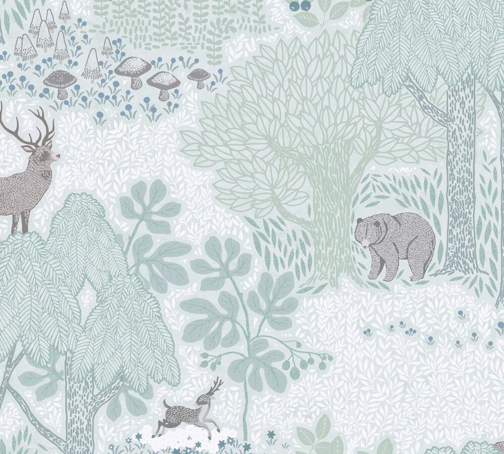 A.S. Création papier peint intissé à motif forêt en marron, vert, blanc – papier peint forêt 10,05 x 0,53 m – 771331