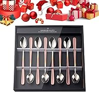 Vista 15 de YDware - Juego de cucharas de té helado de mango largo, cucharas doradas de cambio gradual de 7.87 pulgadas, cucharas de cóctel de acero inoxidable