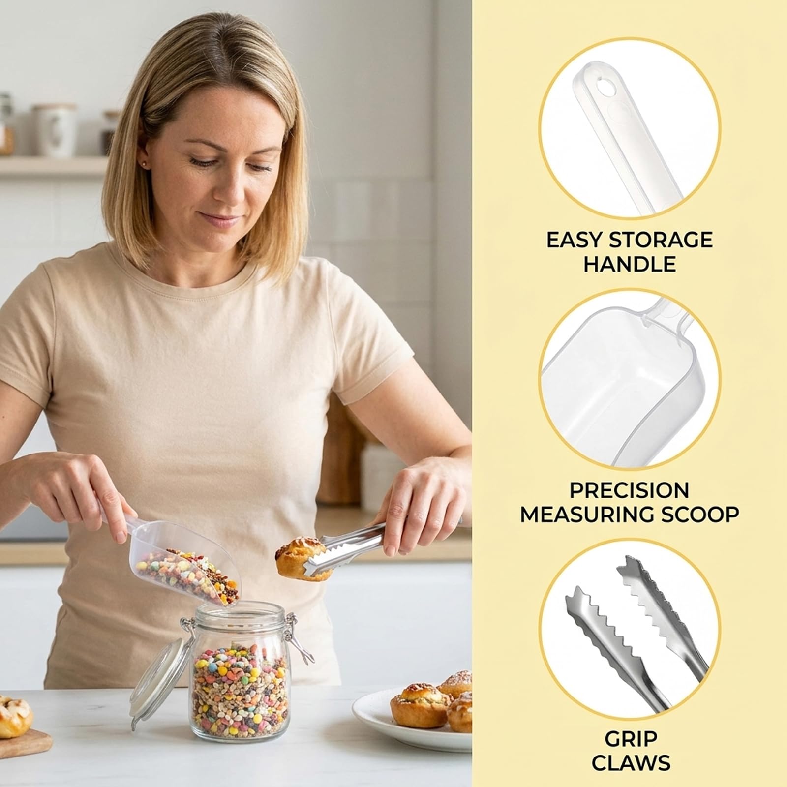 10PCS Ice Scoop and Tongs Set, Small Sweet Scoop for Utility and Tongs for Party Supplie — view 4