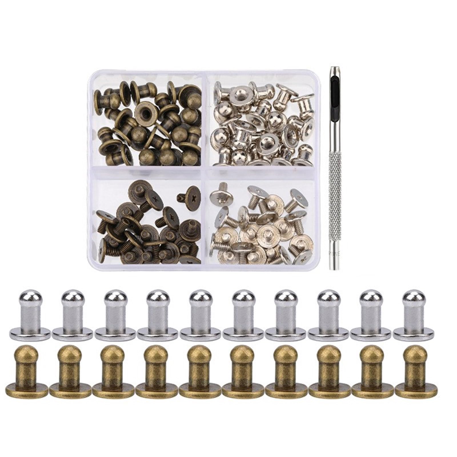 Oxxggkao Round Head Button Studs, 4MM 7MM 8MM Metal Studs Rivets Screwback Spots, for Leather Belt Shoe Handbag Purse Clothing Black Finish