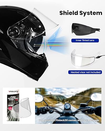 Miniatura 4 de ILM MIPS Casco de Moto Cara Completa con Inserción Pinlock, Doble Visera Antiniebla, para Carreras, para Hombres y Mujeres, Certificado DOT, Modelo