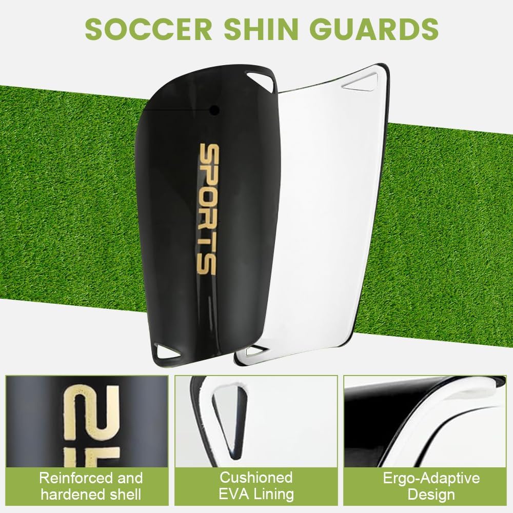 Grip Soccer Socks Set, 2 Pairs Football Socks and Soccer Sleeve Socks, 1 Pair Shin Guards with 4 Pcs Straps (Black) - Image 5