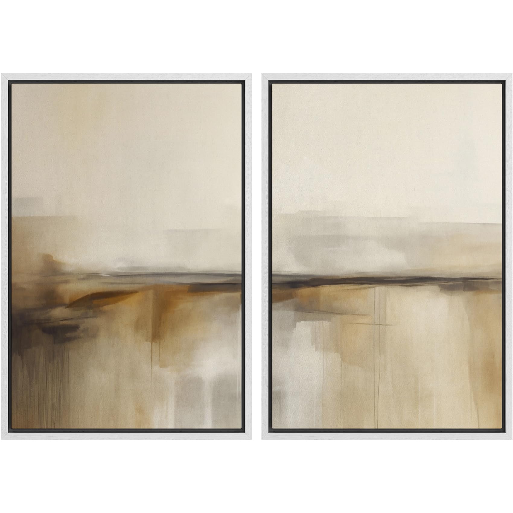 MUDECOR Framed Canvas Print Wall Art Set Watercolor Pastel Green Tan Landscape Abstract Shapes Illustrations Modern Art Decorative Contemporary for Living Room, Bedroom, Office - 16"x24"x2 Natural — view 57