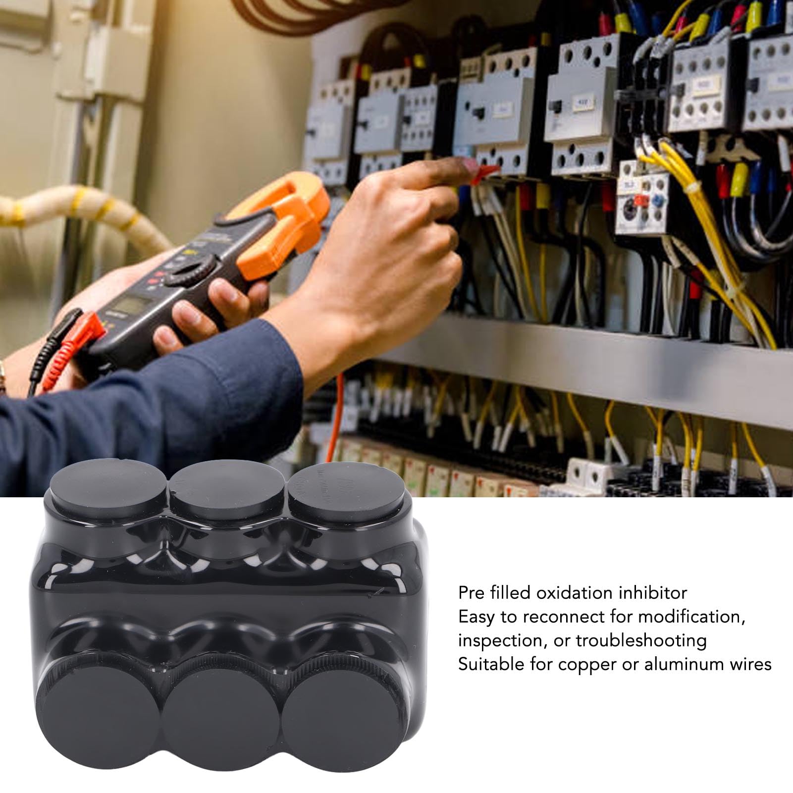 Tissting Conector de cable aislado de 3 puertos - Conector de empalme múltiple para cables de cobre y aluminio, tamaño 3/8 pulgadas, recubrimiento de vinilo, certificación UL