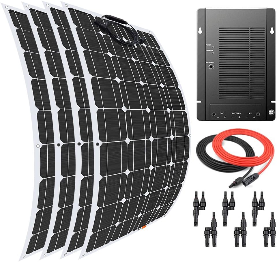 Giosolar 400 Watt 12 Volt Flexible Monocrystalline Solar Panel Kit with MPPT 40A Solar Controller for RV Boat Caravan Battery Charger Off-Grid