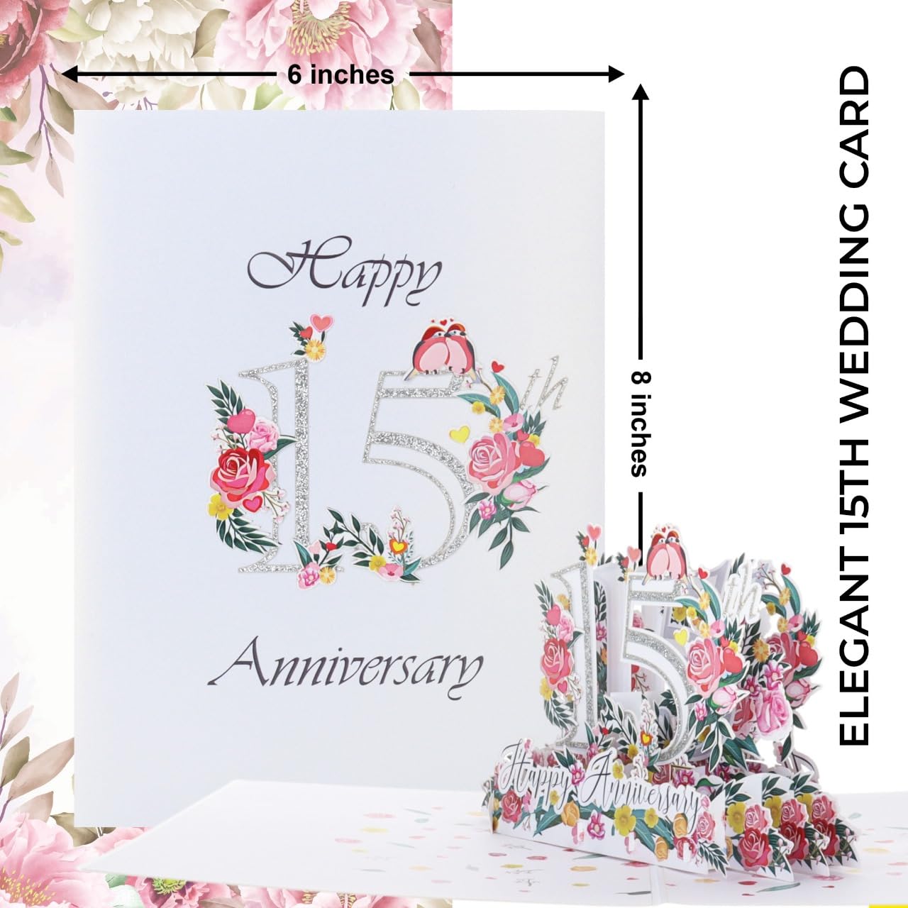 iGifts And Cards 3D Pop Up 15th Anniversary Card – 15 Year Wedding