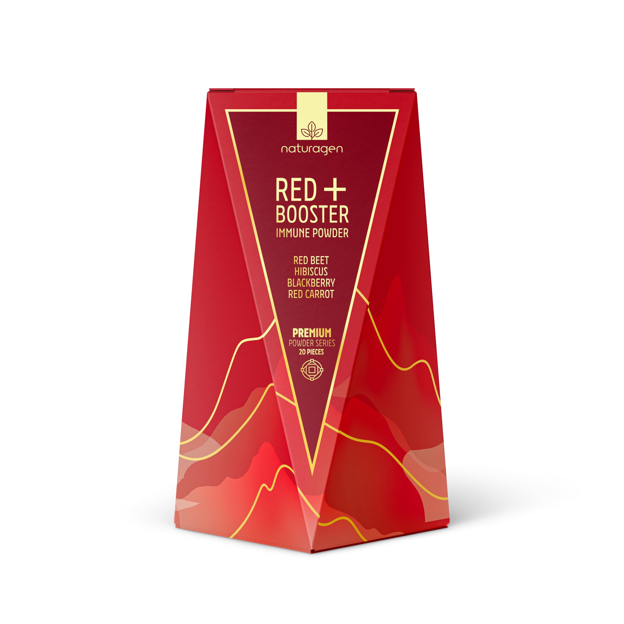Naturagen Red+ Booster Immune Powder Bitki Çayı 20 Adet | Kırmızı Pancar, Hibiskus, Böğürtlen, Kırmızı Havuç Ekstraktlı