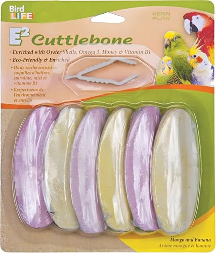 Vista 11 de Penn-Plax Bird-Life 2 en 1 E-Cuttlebone & Mineral Block - Sabor a plátano y bayas - Ideal para todas las aves - Paquete de 2