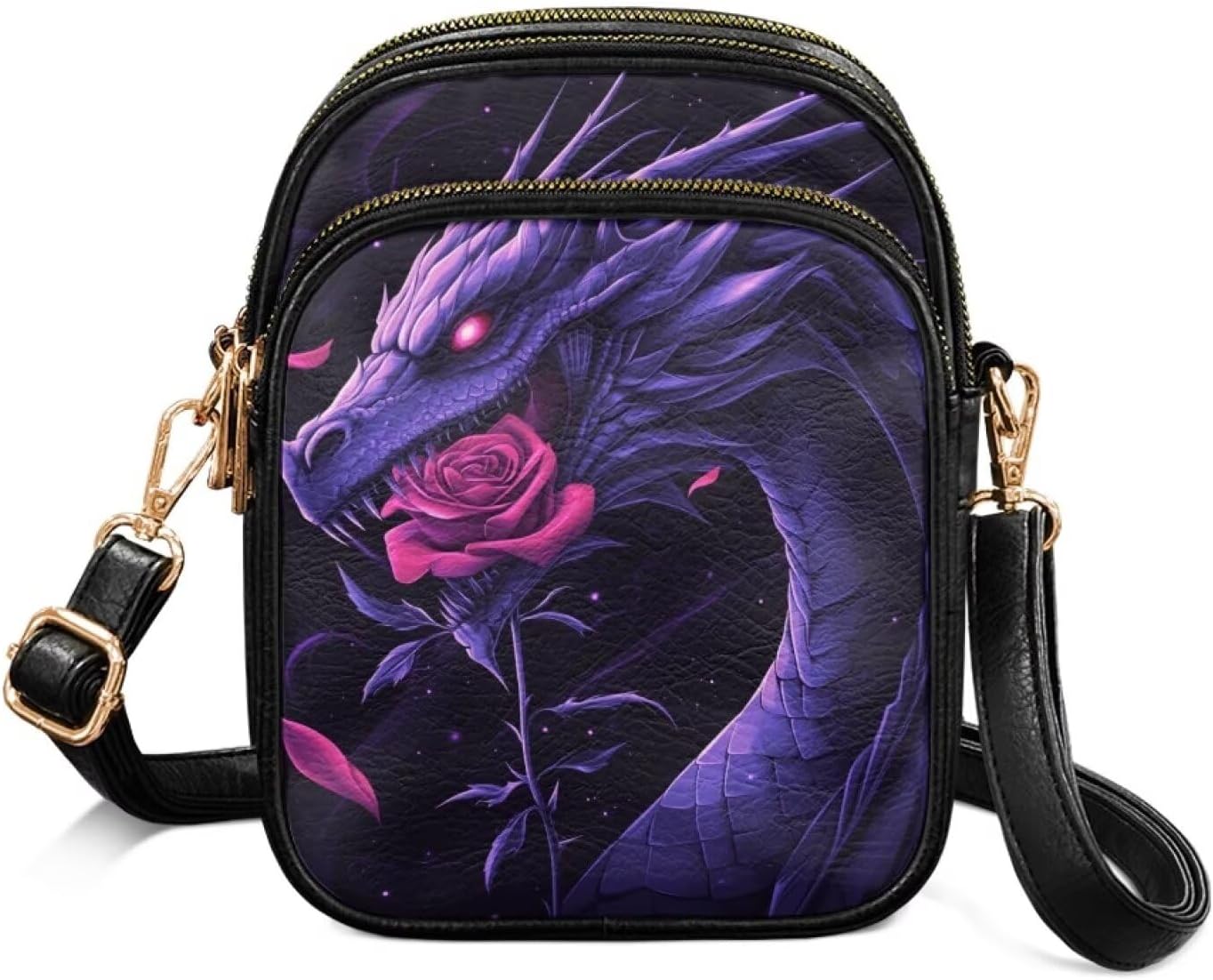 GIFTPUZZ Crossbody Leather Bags for Women Medium Soft with 3 Pockets Adjustable Strap and Internal Zipper Pocket