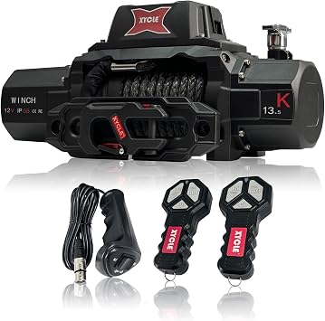 13,500 lb Recovery Winch with 1/2 Synthetic Rope,Dark-Gray | 12V Electric Winch with IP68 Waterproof All-Metal Housing, 2 Wireless Remotes,for Jeep SUV Truck Trailer Off-Road Recovery