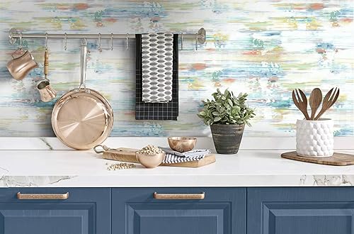 Miniatura 2 de NextWall Papel pintado abstracto de rayas cepilladas para despegar y pegar