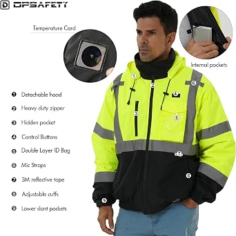 Safety Heated Jacket, Reflective Heated Jacket,Waterproof CLASS 3 Hi-Vis jacket