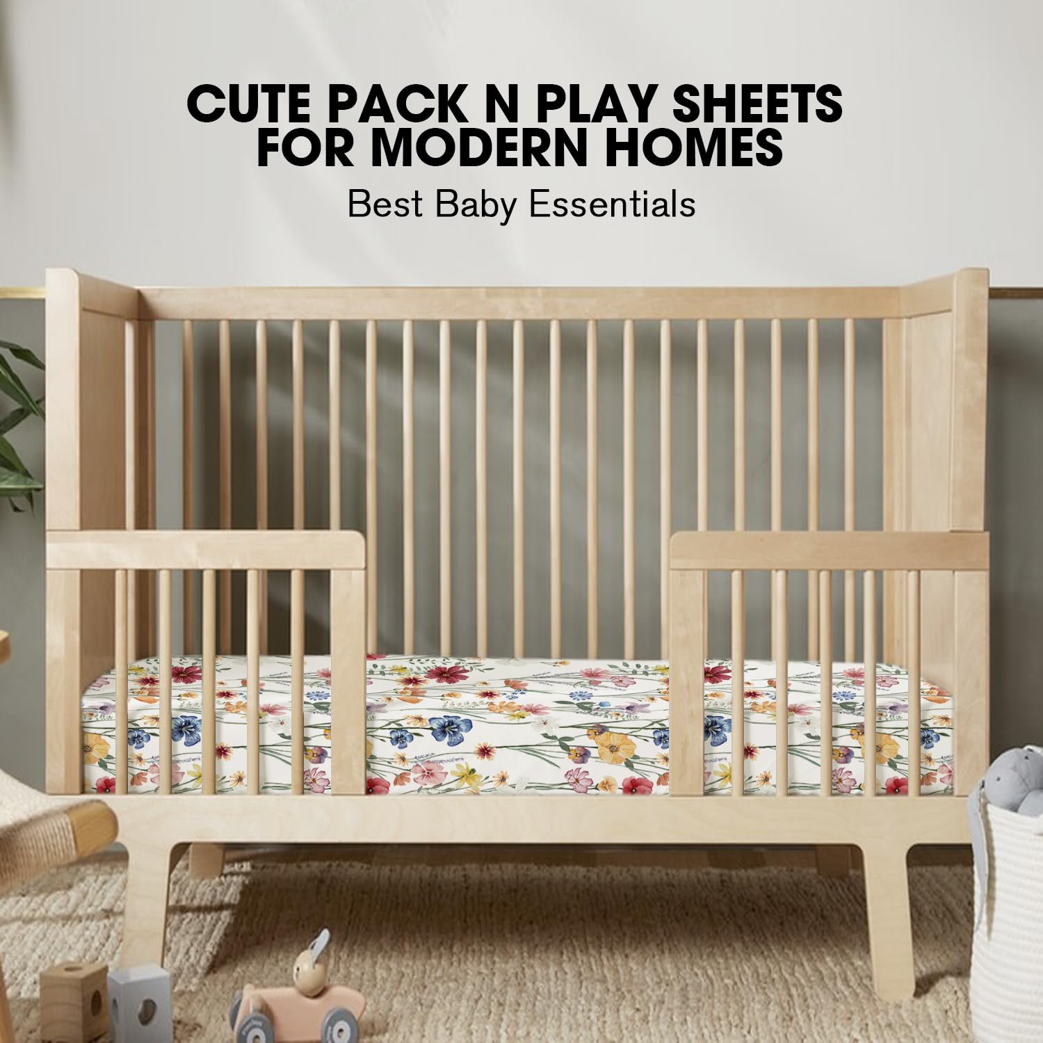 Little Grape Land Pack and Play Sheets Mini Crib Sheets Soft Breathable Pack N Play Sheets, Playard Fitted Sheet 2 Pack Stretchy Fits 38"x26" Playard Mattress