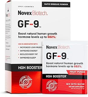 Novex Biotech GF-9 Rapid Dissolve Powder - Anti-Aging Supplements for Men, HGH Booster, Support Energy, Endurance, Sleep, Fruit Punch