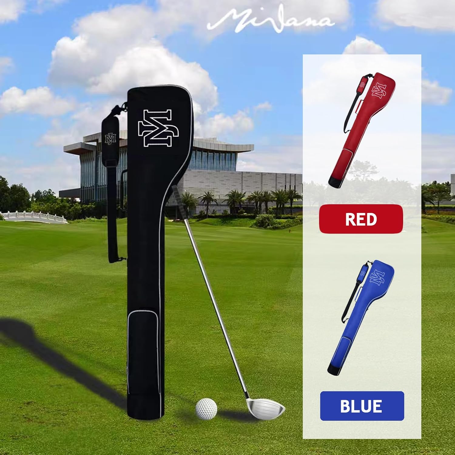 MJ Foldable Portable Golf Carry Bag - Lightweight Sunday Bag for a Few Clubs