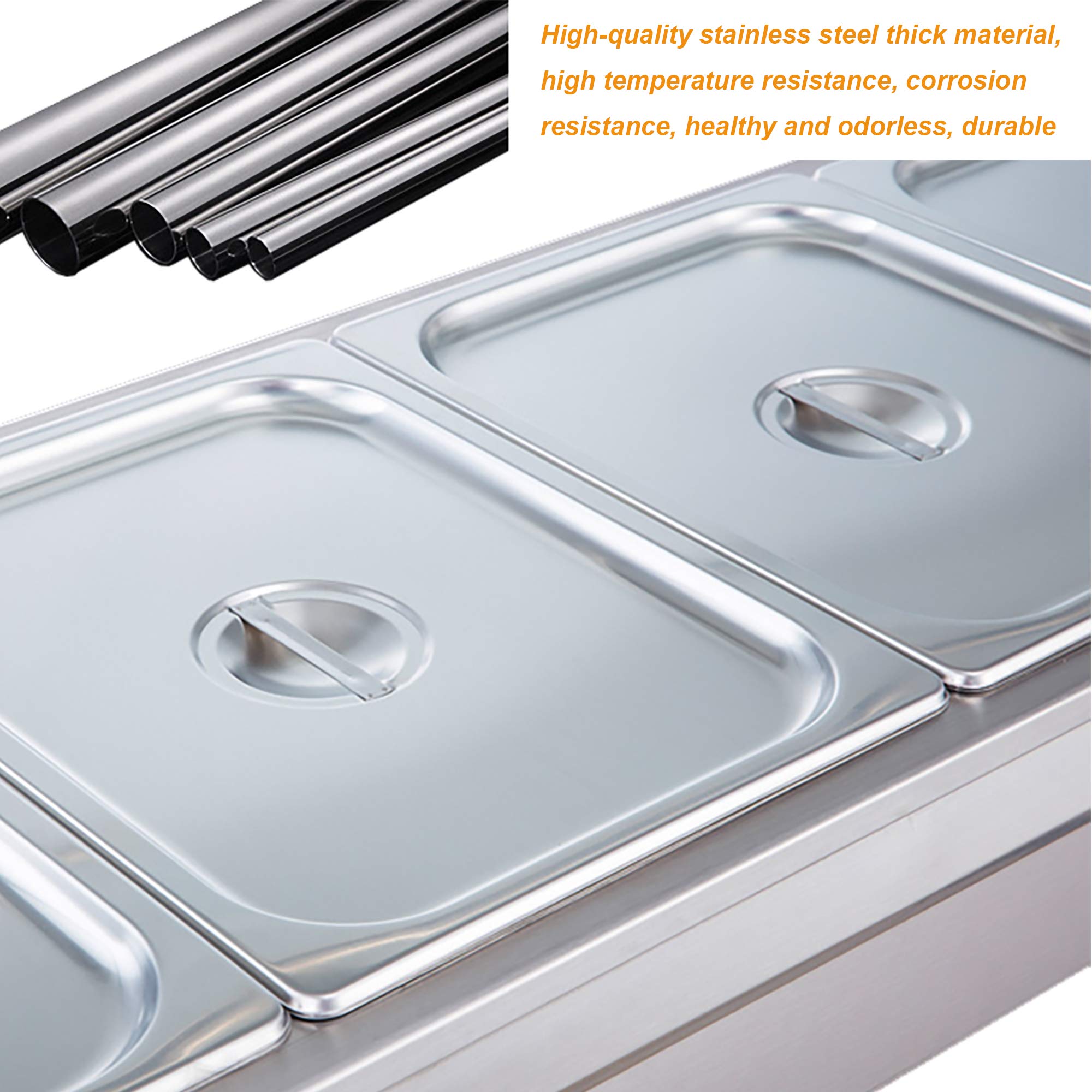 Scaldavivande Elettrico Professionale da 2000 W per Buffet, scaldavivande Elettrico da banco, Tavolo a Vapore da 86-185℉ con coperchi per ristoranti