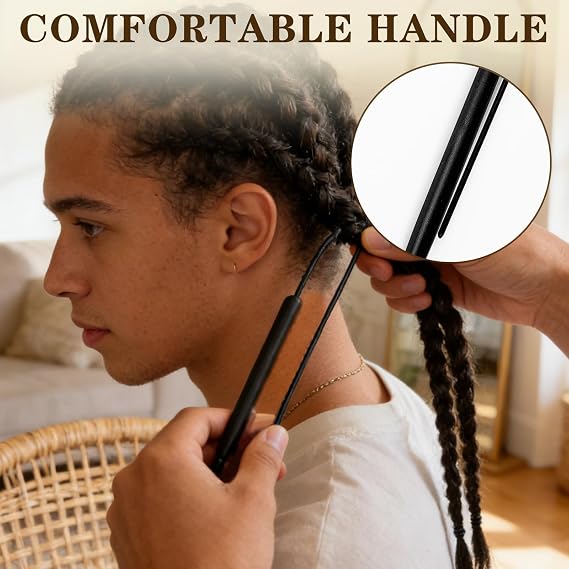 Rvluw Double-Ended Crochet Hook for Dreadlocks, Black, 8 Pcs Type B | Braiding Tool Hair Knitting Interlocking Tool Braid Braiding Crochet Hook for Hairstyles