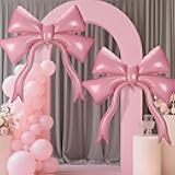 2Pcs 42 Inch Large Pink Bow Balloons - Giant Balloons for Girl Women Birthday Wedding Engagement Bachelorette Baby Shower Coquette Party Valentine's Day Decorations