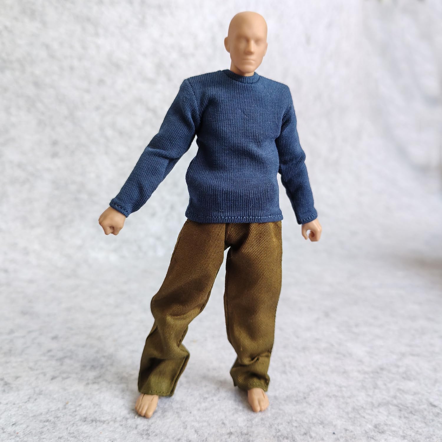 1:12 Scale Fabric T-Shirt + Pant for 6 inch 1/12 Male Thin Small Action Figure Clothes (Blue Green) image 5