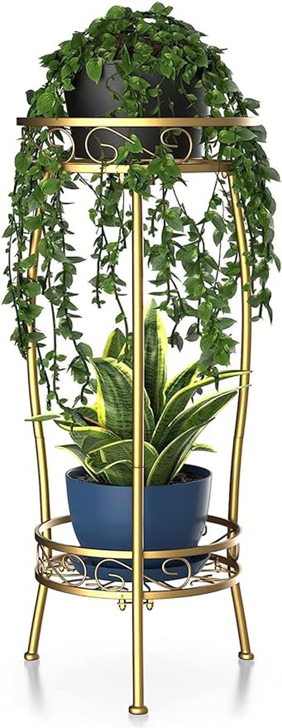 SenceWin Decore Plant Stand Indoor Outdoor, 2 Tier Metal Tall Planter Stand 26.5" Flower Stand Holder Heavy Duty Rustproof Plant Shelf Rack for Corner Garden Patio Lawn Balcony office (Gold2) (B0D2DN2PG1) Amazon Price History, Amazon Price Tracker