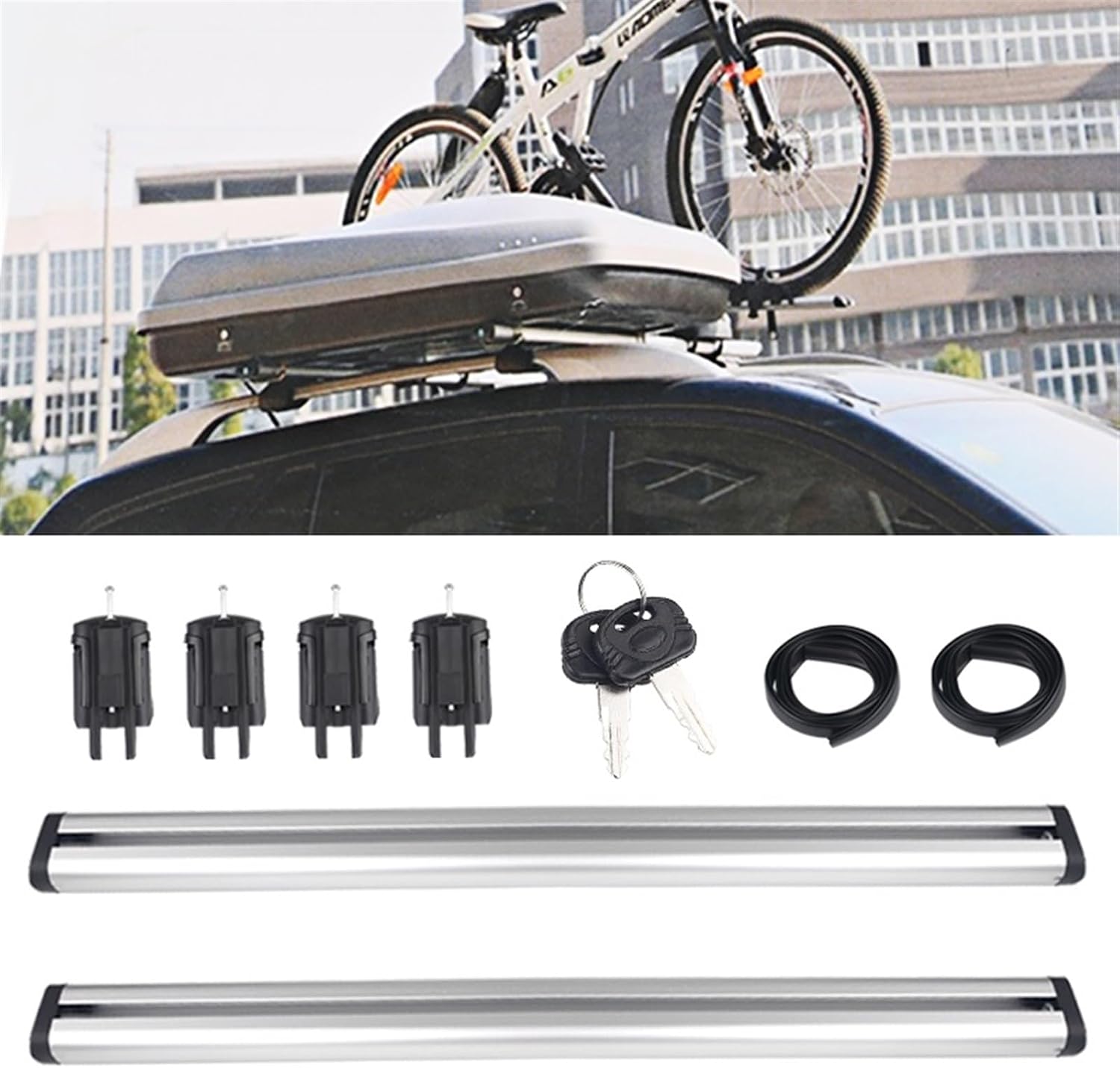 roof rack for, 120cm/130cm Auto Luggage 1 Pair Outdoor Waterproof Luggage Roof For Car Roof Top For SUV Camping Car Accessories(130cm White)