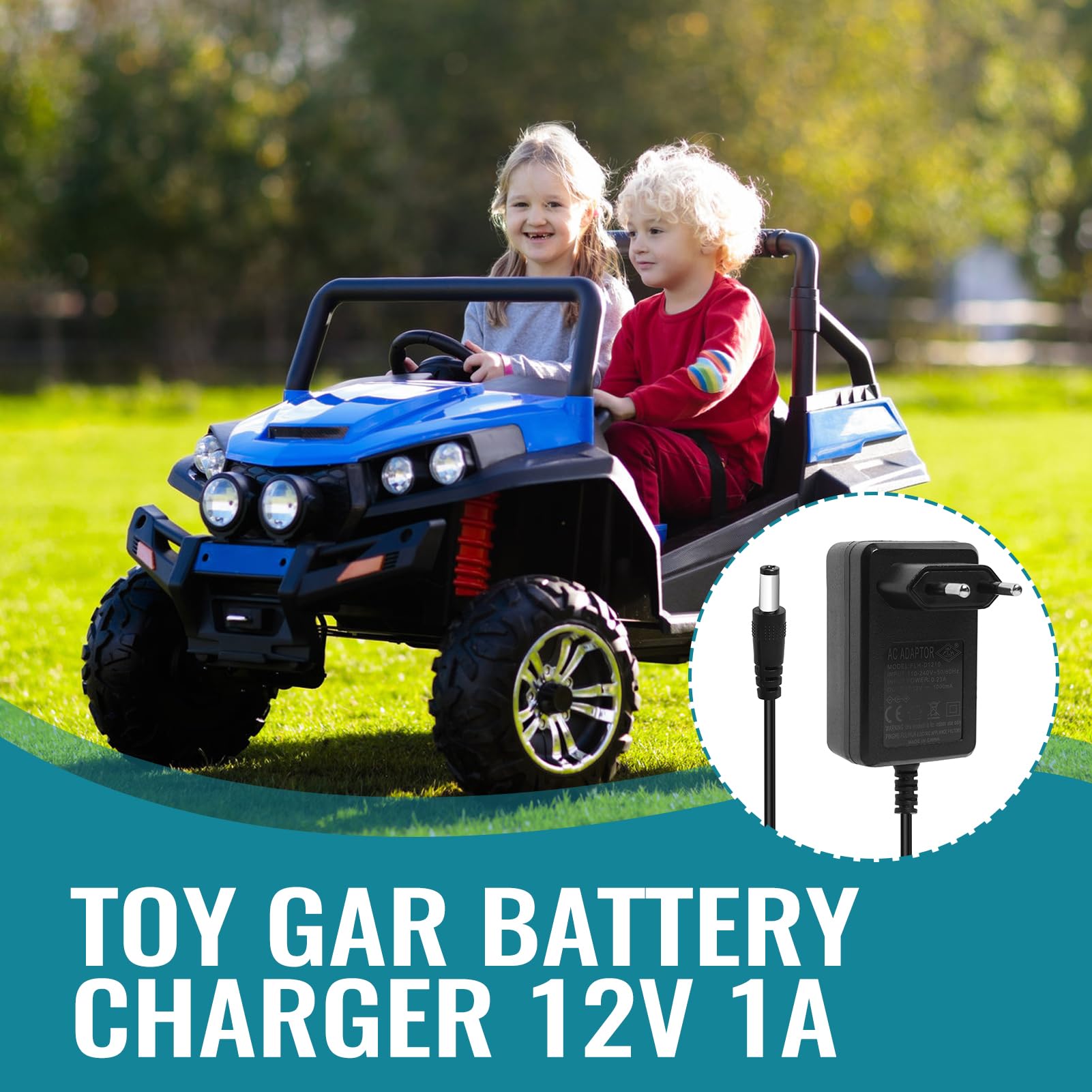 Chargeur 12V 1A Pour Voiture électrique Enfant - Universel Moto, SUV, VTT, Jouets à Roues