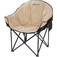 REALEAD Oversized Camping Chairs for Adults Heavy Duty Padded Outdoor Lawn Chairs Beige