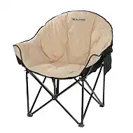 Oversized Camping Chairs Padded Heavy Duty Folding Support 400LBS | Comfy Lawn Chairs for Adults Outdoor Sports with PE Anti-Slip Foot Pads, Portable Quick Folding, Sturdy Steel Frame (Beige)