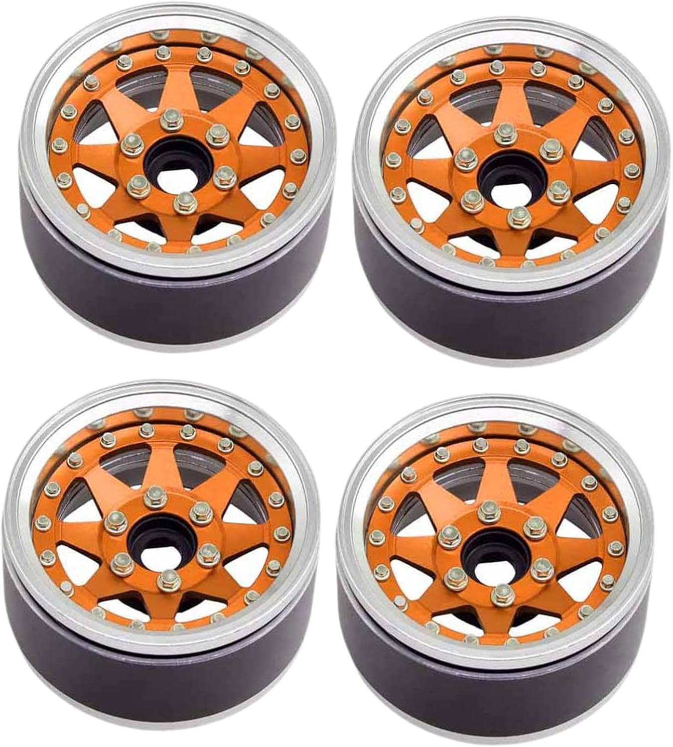 Generic 4個 ホイールリム RCクローラー アクセサリー アルミ合金 長寿命 交換用 ビードロック 頑丈 携帯便利 プロ仕様